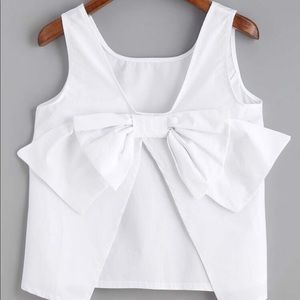 White hot back open bow back